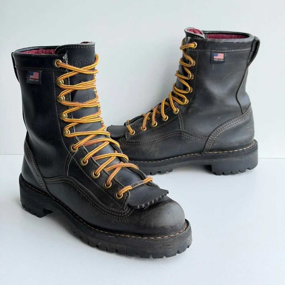 Danner Rain Forest Work Boots Womens 8 Black Leather Gore-Tex Waterproof 15100